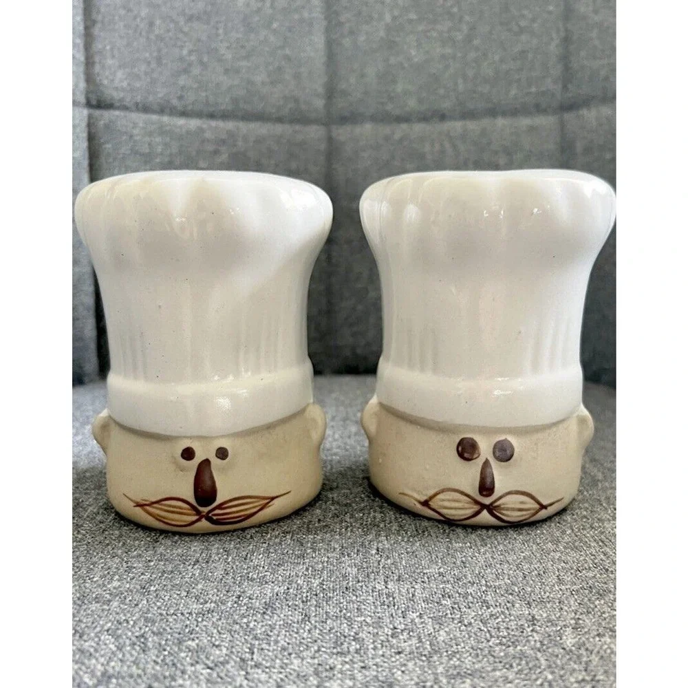 Chunky Le Chef Takahashi Pottery Salt Pepper Shakers Vintage San Francisco